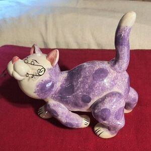Whimsical Purple Cat Figurine